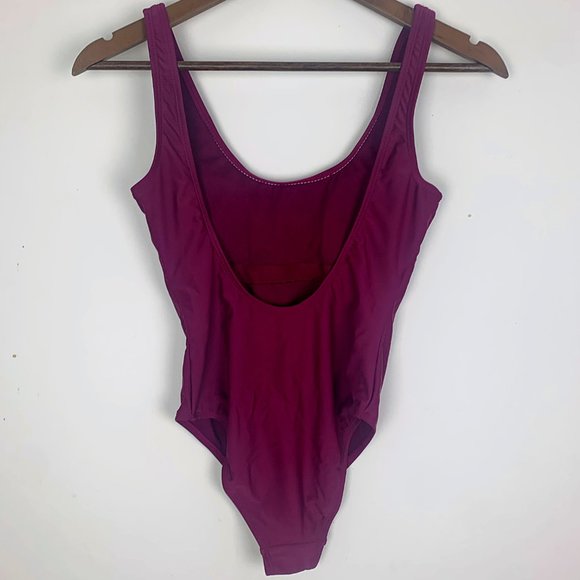 Shell Yeah Wine & Peach Cheeky One-Piece Swimsuit - Picture 6 of 7
